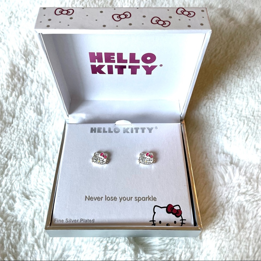 Hello Kitty Rhinestone Stud Earrings